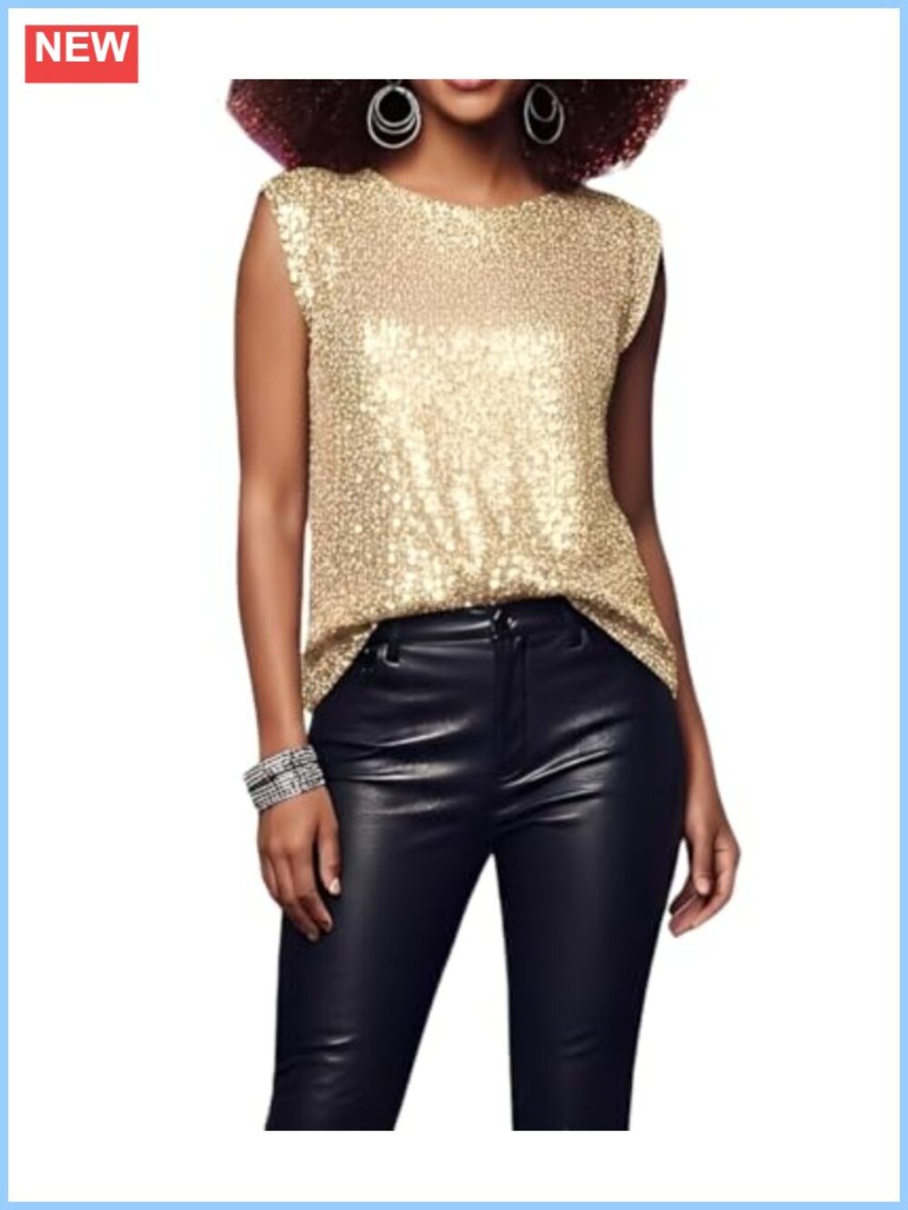 Sparkly Sequin Tank Top Sleeveless Party Top